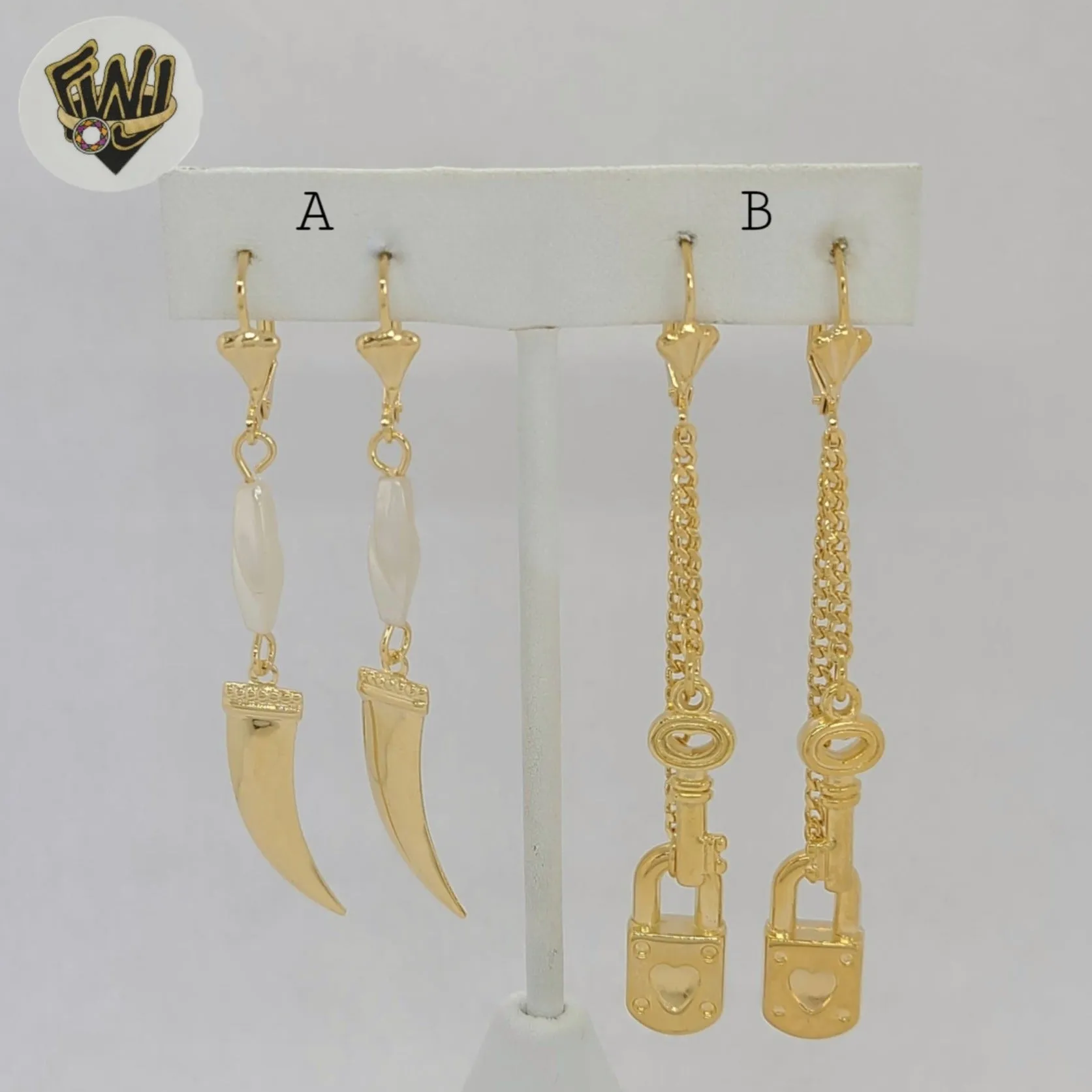 (1-1235) Gold Laminate - Long Earrings - BGF