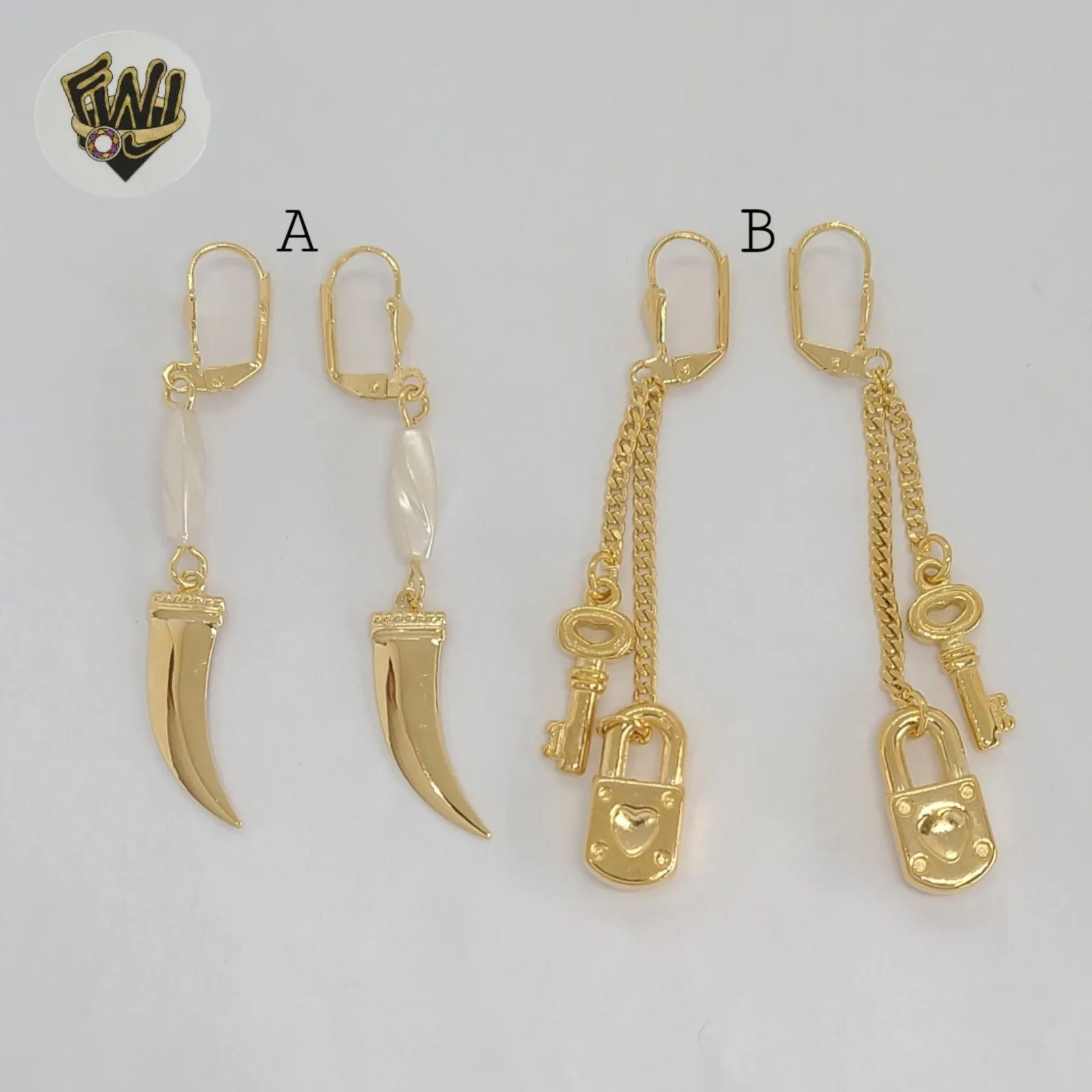 (1-1235) Gold Laminate - Long Earrings - BGF