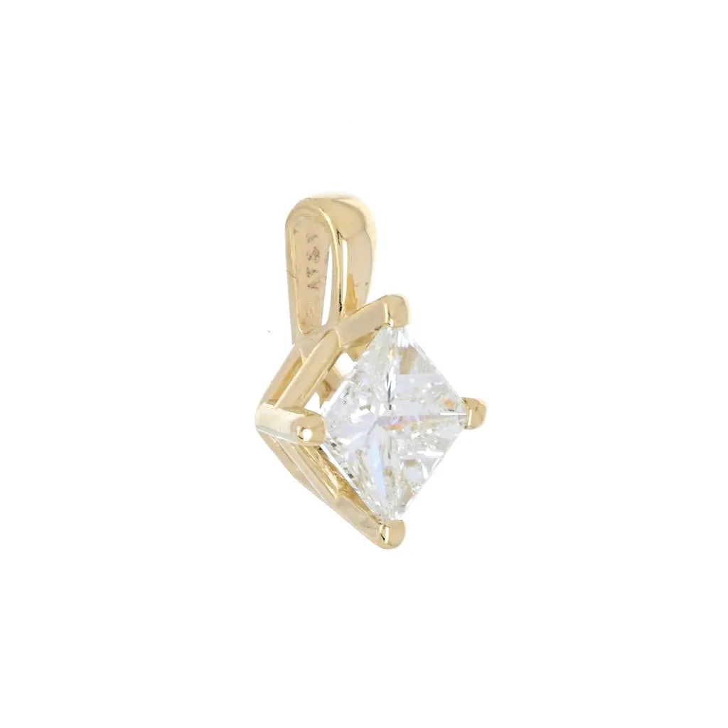 1.0CT Princess Diamond Pendant, Kite Set - 14K Yellow Gold