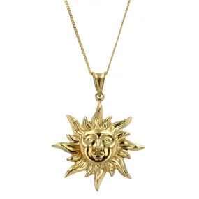 Elegant 10K Yellow Gold Pendant Necklace with Sun Design