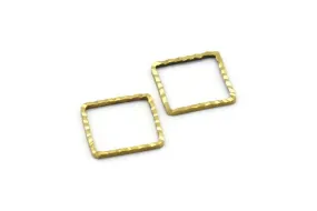 12mm Brass Square , 50 Raw Brass Square Connectors With Faceted One Side (12x1mm) N0546