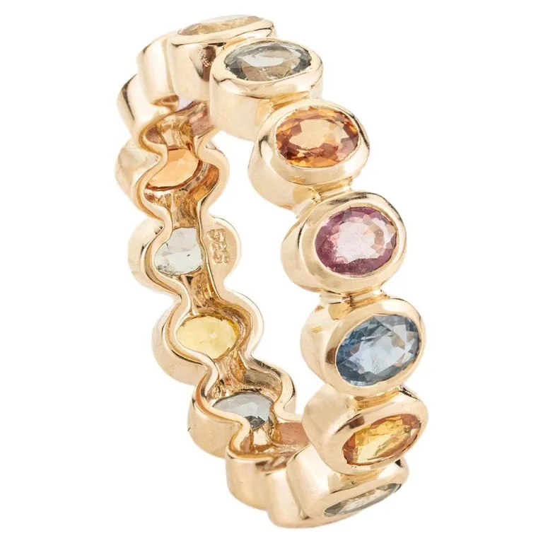 14K Gold Multi Sapphire Eternity Band