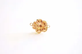 14k Gold Wholesale Filled flower Connector Charm- 14kgf Flower Charm, Pinwheel, Floral, Spring Flowers, Gold Filled Charms, Hawaiian Plumeria, Nature