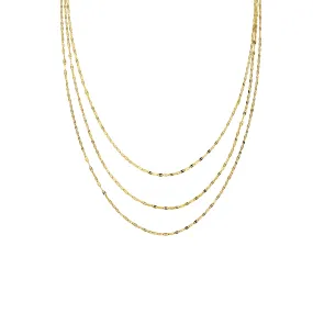 14K TRIPLE ROW HAMMERED CHAIN NECKLACE