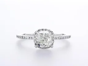 14K White  Halo Engagement Ring (1.29Ctw)