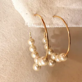 18k Gold Filled Fancy Pearl C Hoop Earrings