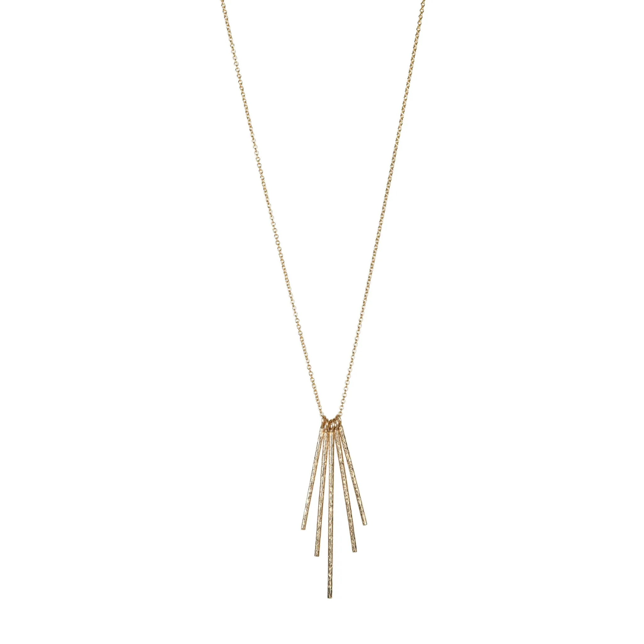 18K Gold Textured Five Rain Stick Necklace