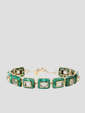 18K Gold with Malachite And Prasiolite Bracelet