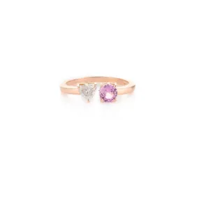 18K Rose Gold Pink Sapphire & Diamond Open Design Ring