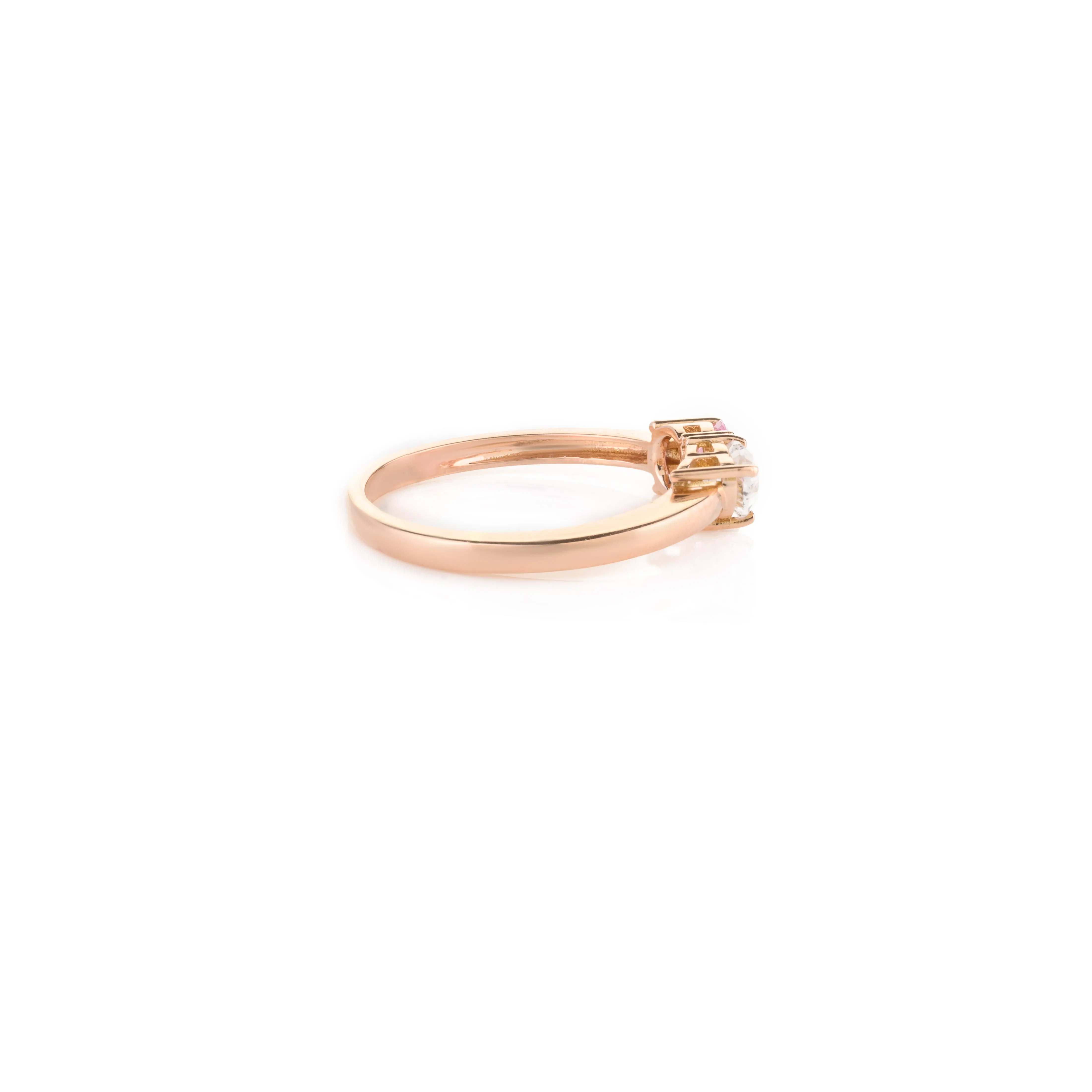 18K Rose Gold Pink Sapphire & Diamond Open Design Ring