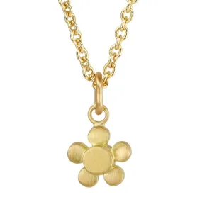 20K Gold Solid Flower Pendant with Five Round Petals