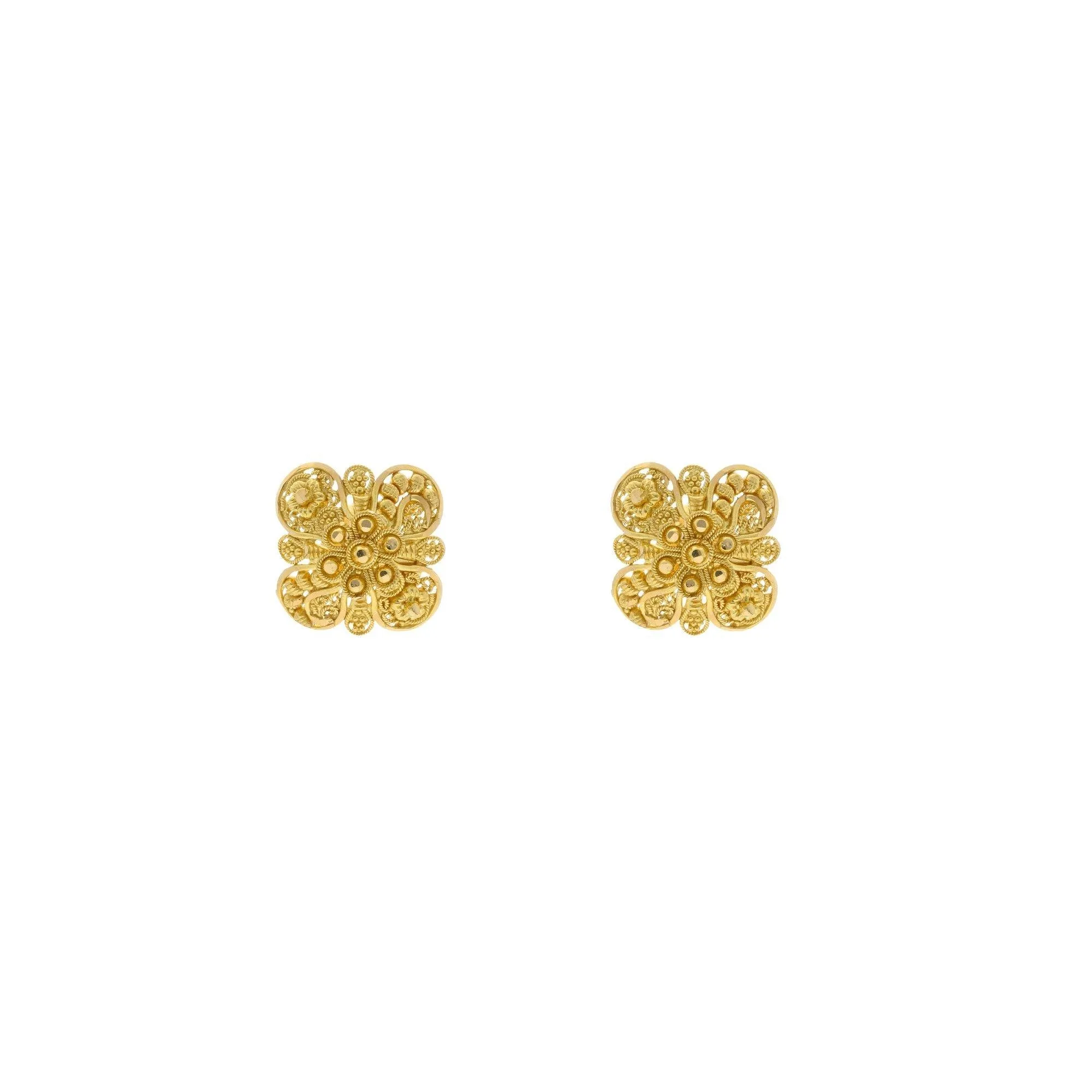 22K Yellow Gold Butterfly Shaped Stud Earrings, 5.6 grams