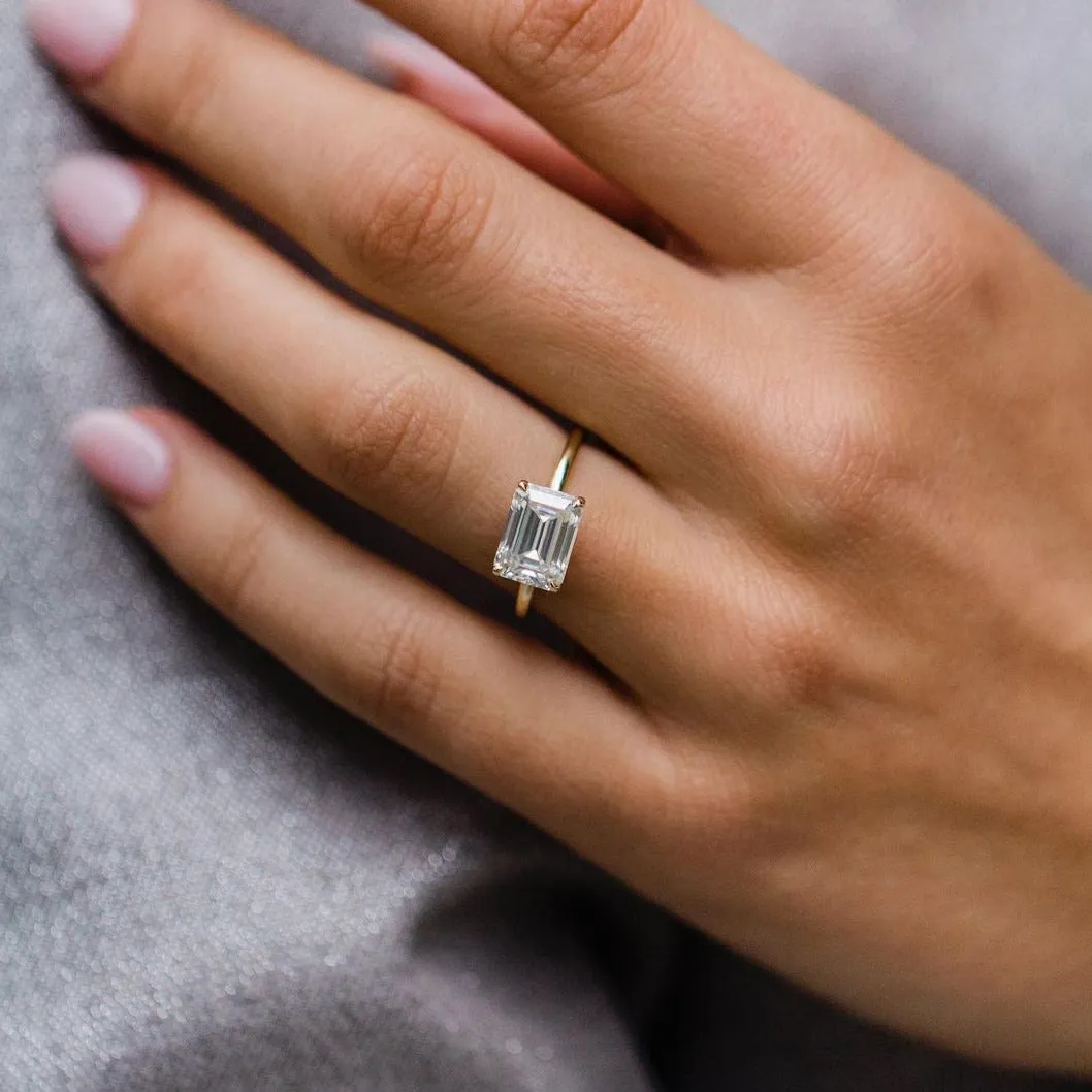 2.5ct Emerald Cut Moissanite Engagement Ring