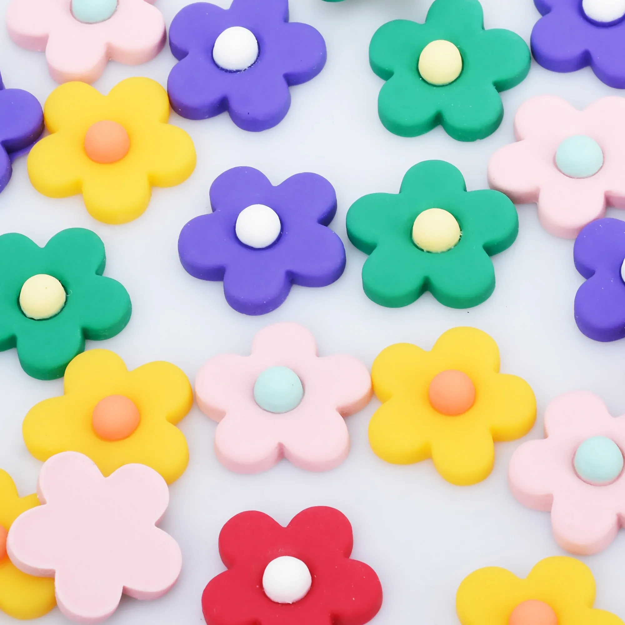 25mm Resin flower Flatback Cabochons Hair Clips Flowers Accessories Party Decoration DIY Jewelry 20pcs 102813