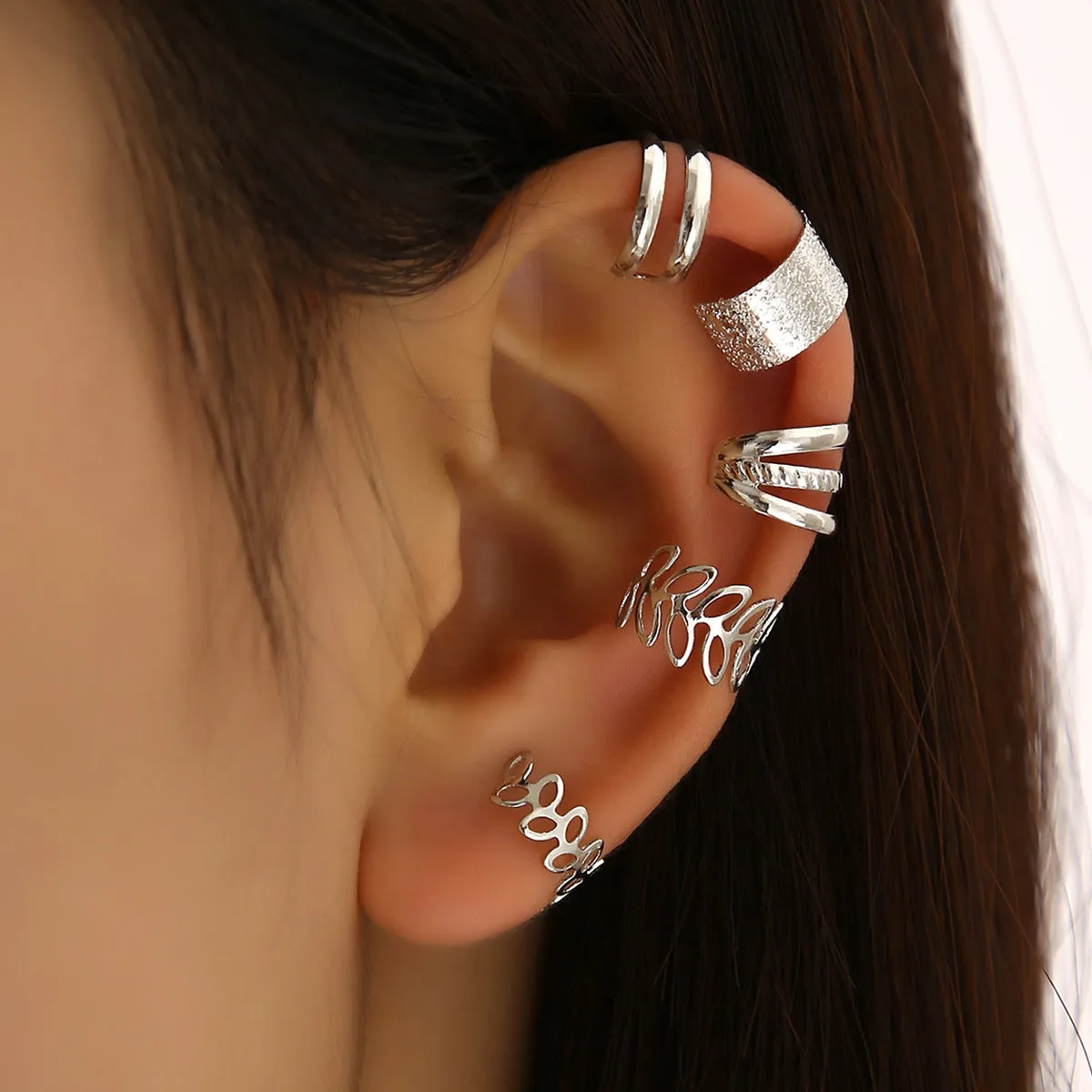 5pcs Women's Leaf Shaped Ear Clip Fine Jewelry