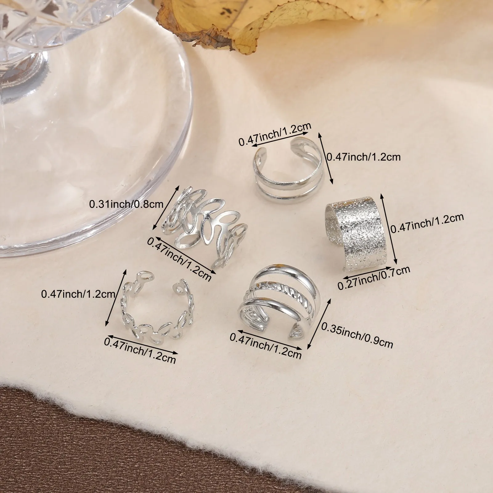 5pcs Women's Leaf Shaped Ear Clip Fine Jewelry