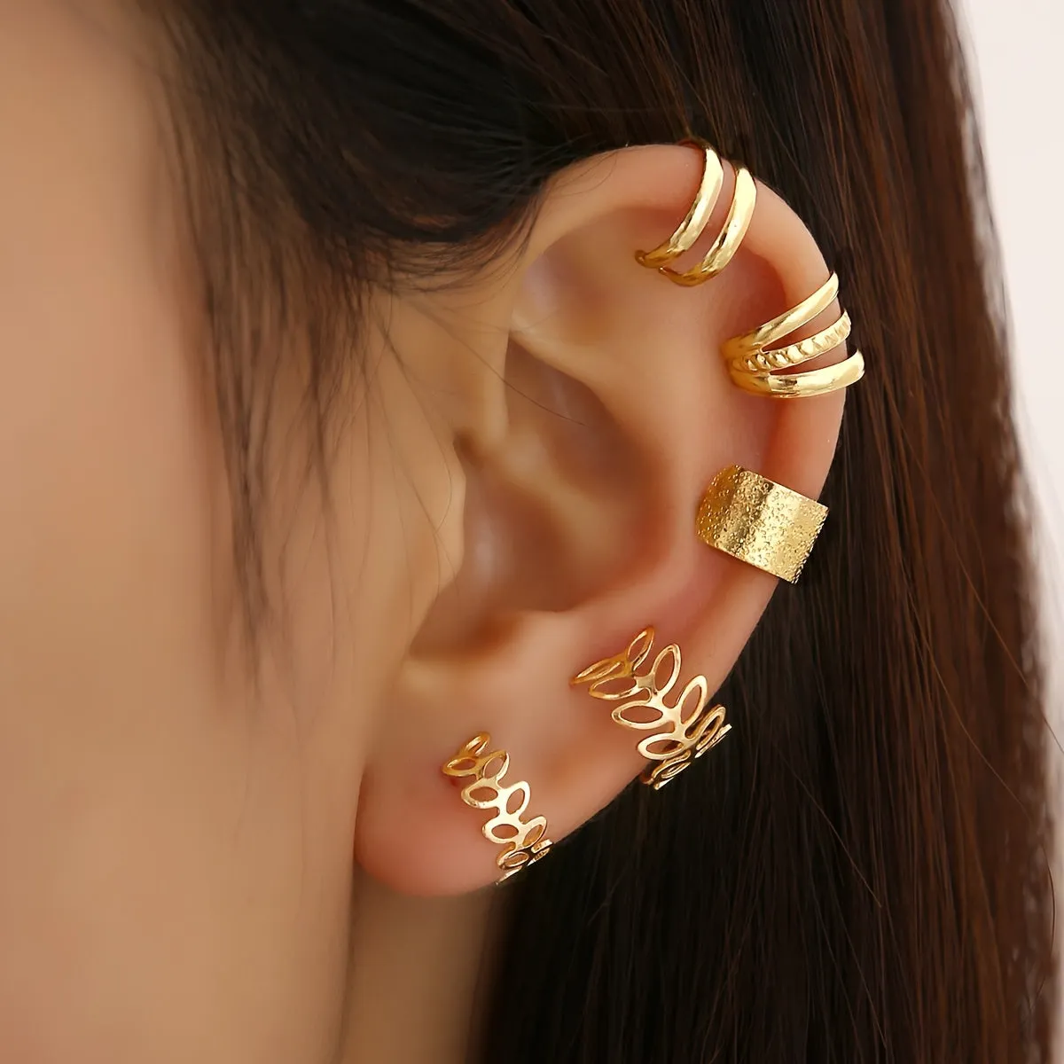 5pcs Women's Leaf Shaped Ear Clip Fine Jewelry