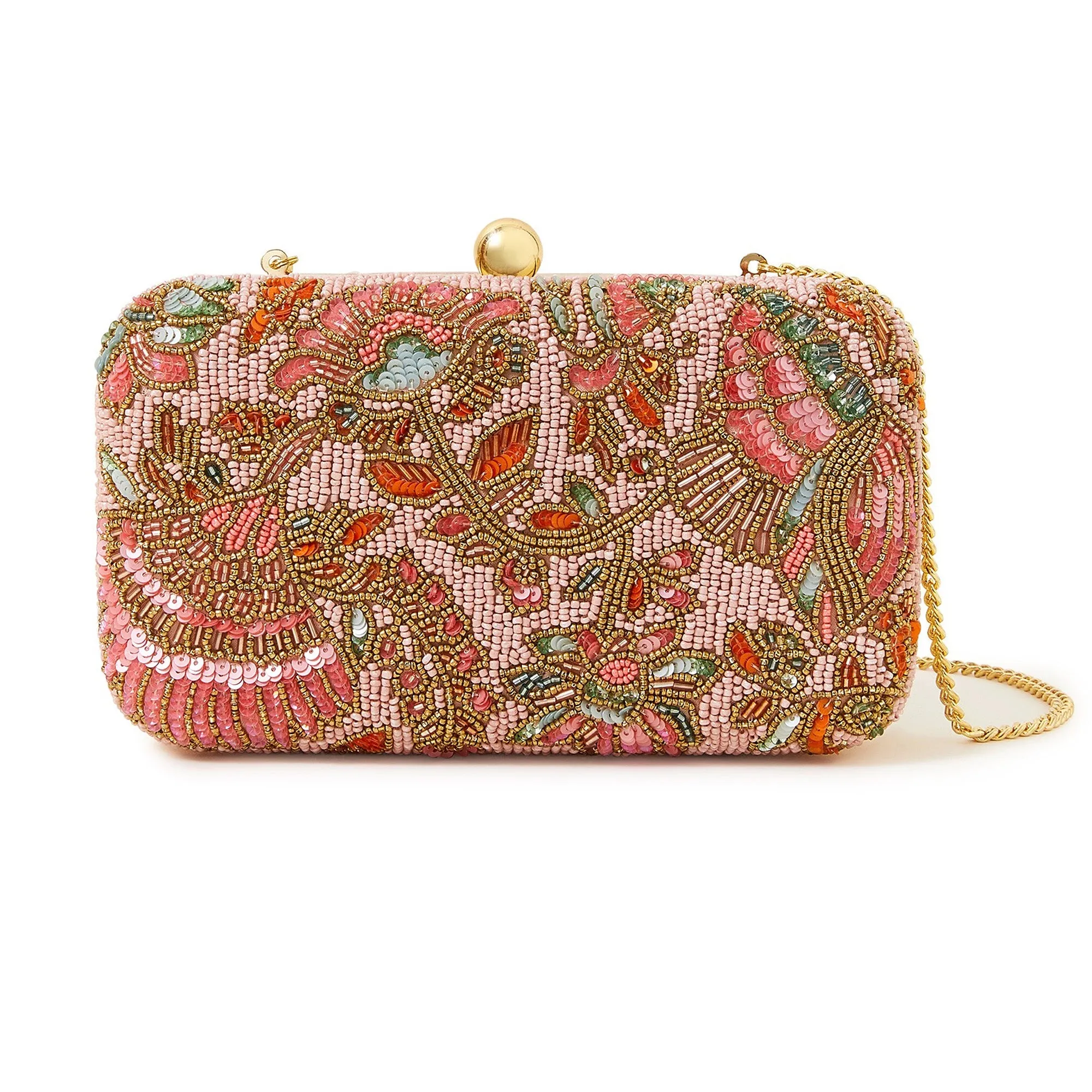 Accessorize London Women's Multi Beaded Floral Hardcase Clutch