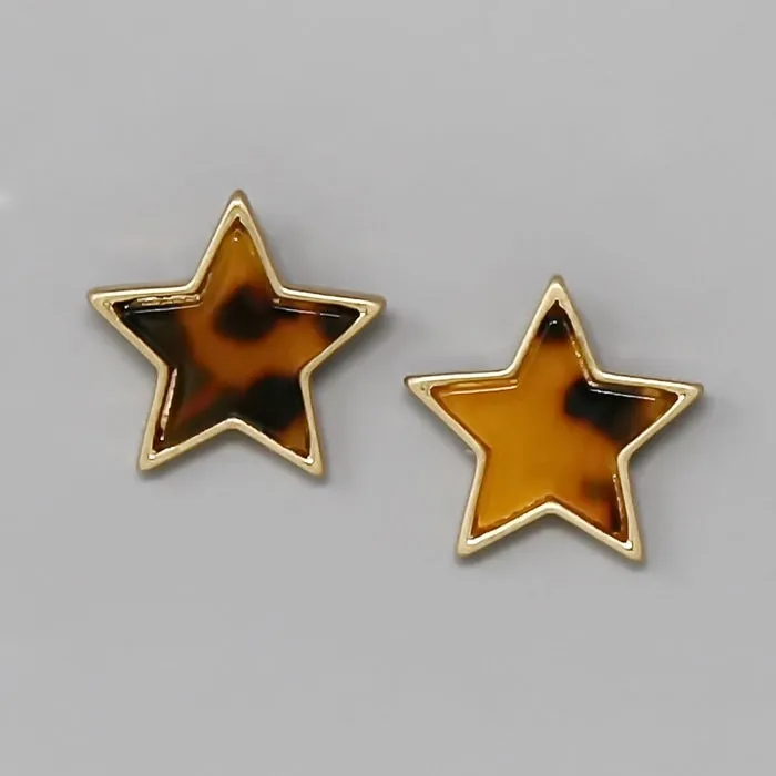 Acetate Star Shape Stud Earrings