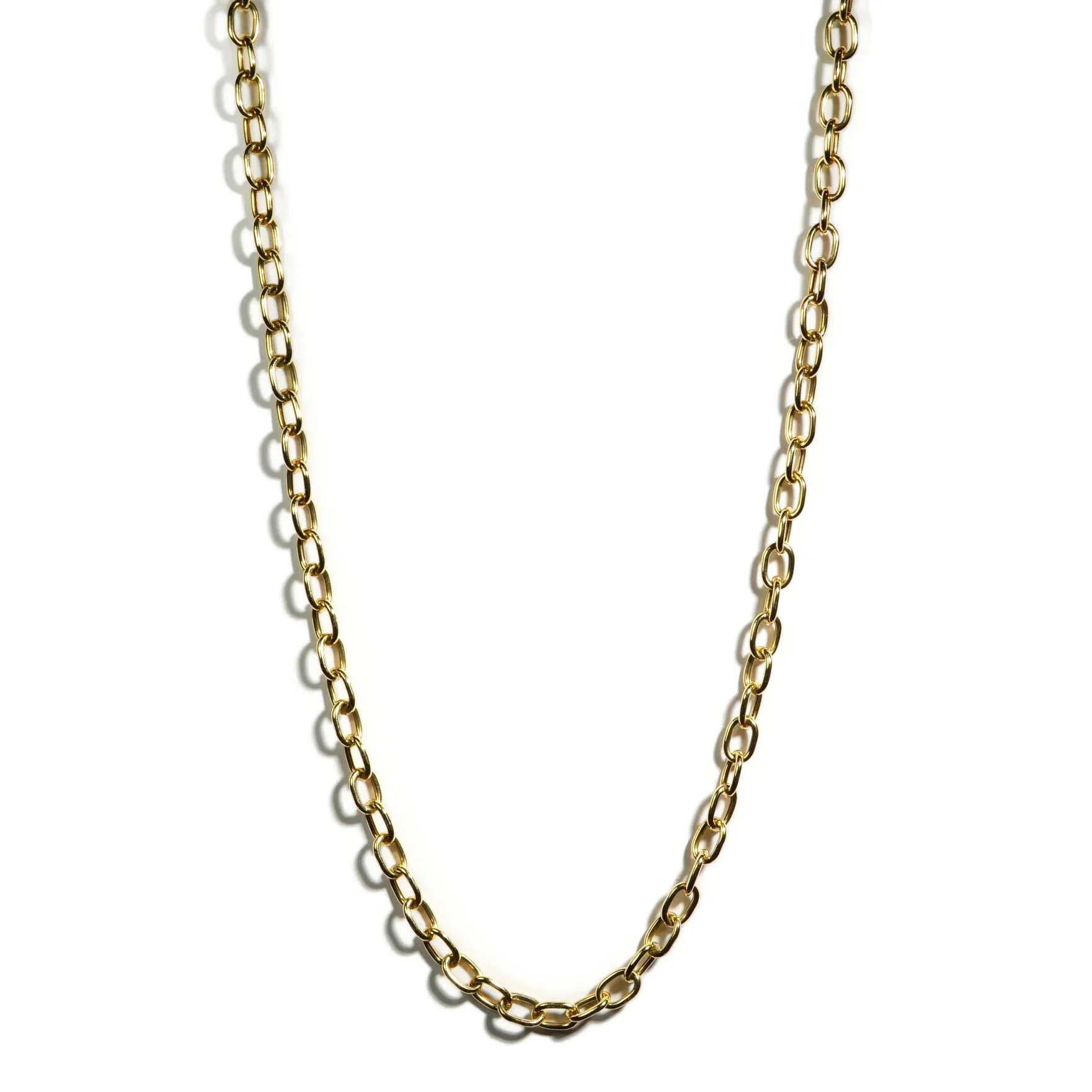 AFJ Gold Collection - Oval Link Chain Necklace,  Length 30", Yellow Gold