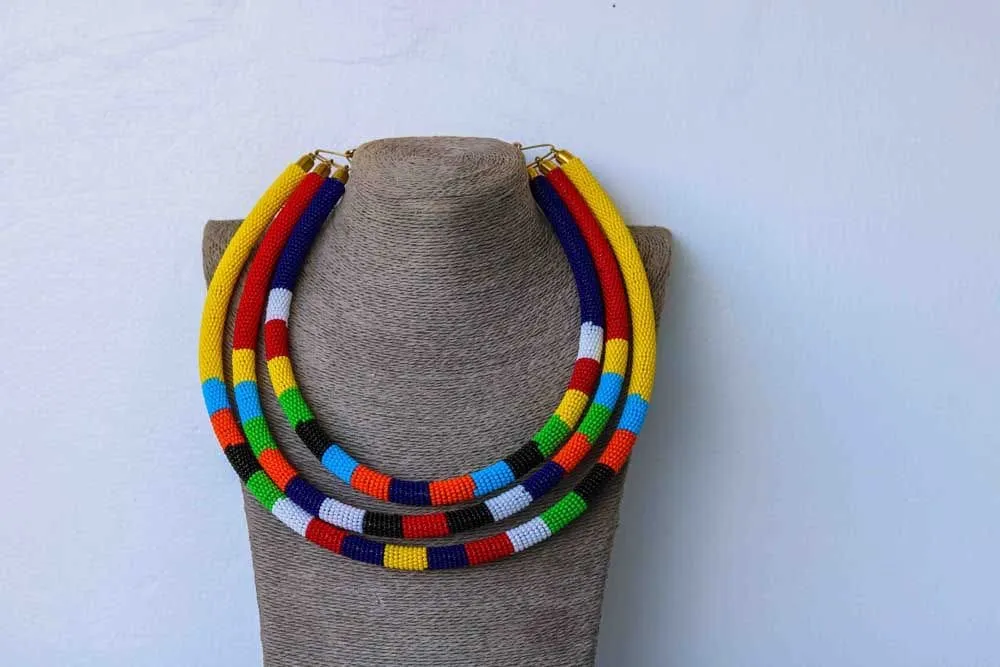 African beaded necklace, Statement necklace, Beaded Necklace for women, Moms gift, Christmas Gift for her, Zulu beaded necklace