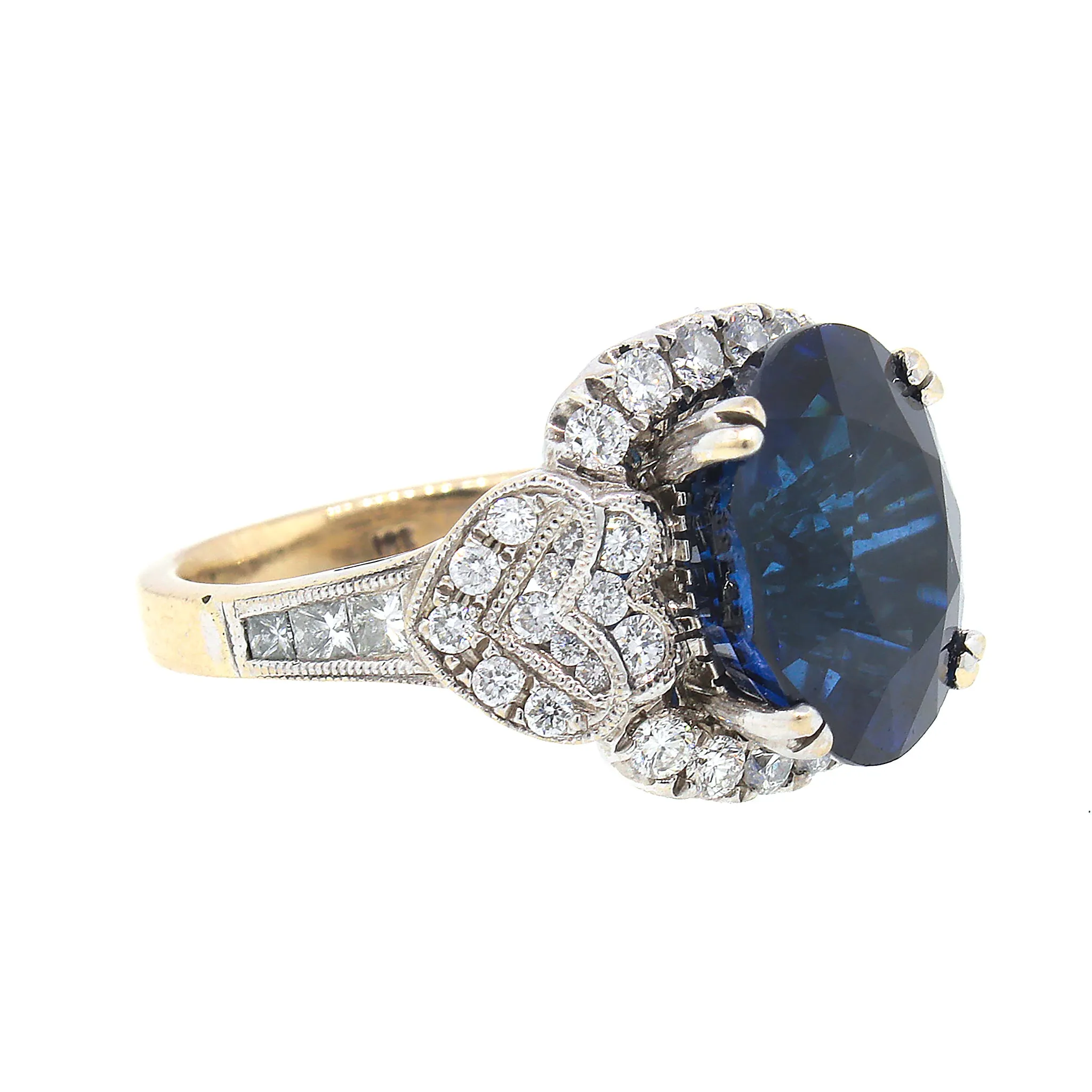 AGL Certified Blue Sapphire and Diamond Ring