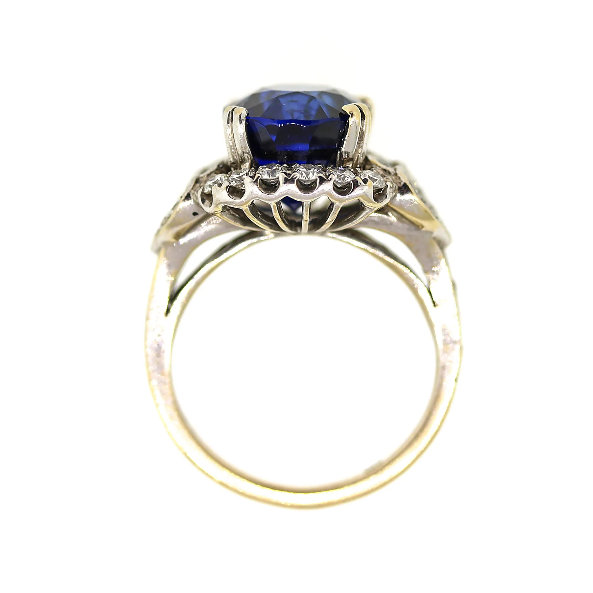 AGL Certified Blue Sapphire and Diamond Ring