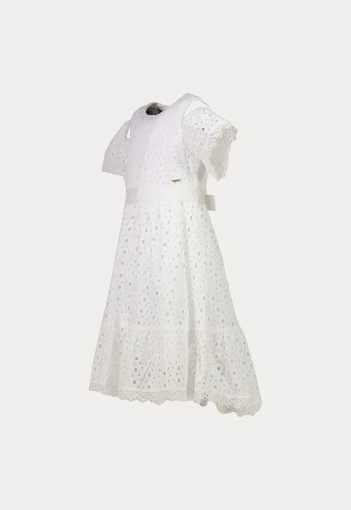 Amime Eyelet Embroidered Cold Shoulder Dress