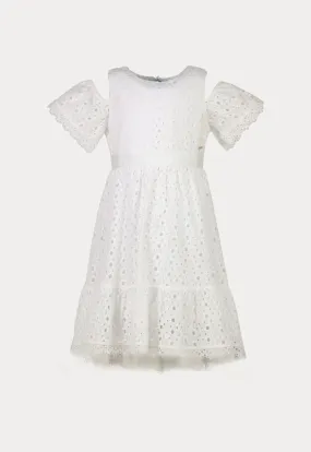 Amime Eyelet Embroidered Cold Shoulder Dress