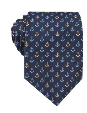 Anchor Tie - Navy with Yellow & Light Blue