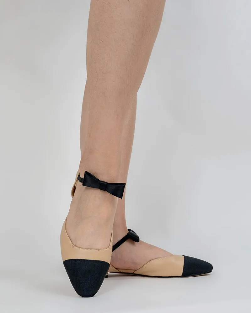 Ankle Strap Dress Flat Sandals with Bow Tie