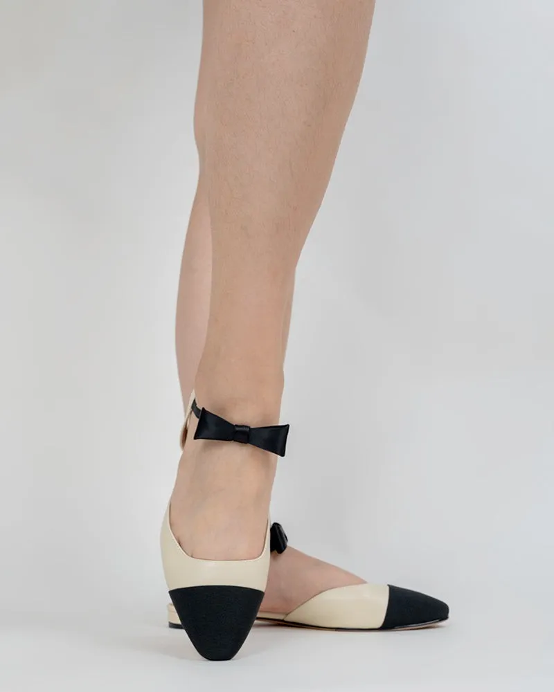 Ankle Strap Dress Flat Sandals with Bow Tie