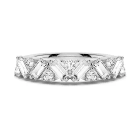 Art Deco Round And Baguette Moissanite Wedding Band