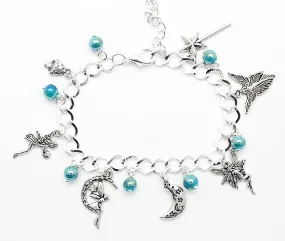 AVBeads Jewelry Fairy Charm Bracelet Silver JWL-CBF-1004 Blue Bead