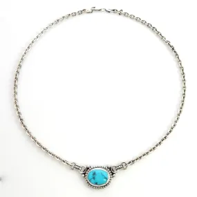 Beautiful 19 1/2" Inch Handmade Sterling Silver Blue Kingman Turquoise Necklace