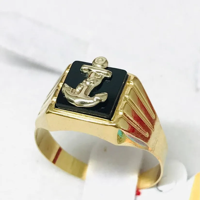 Black Anchor Men’s Ring 18K Gold