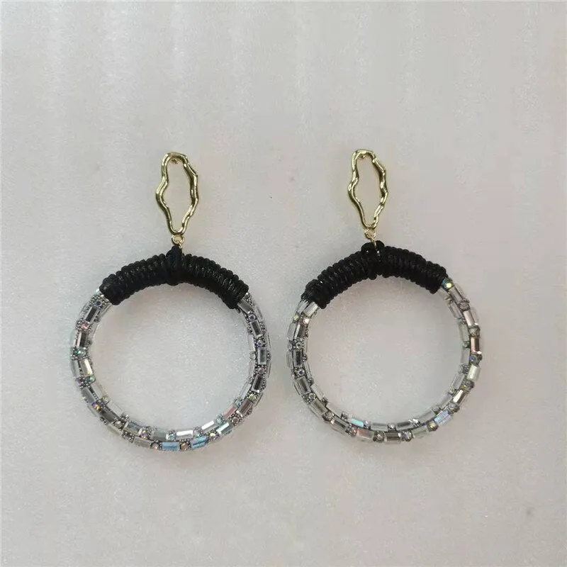 Black Crystal Twisted Big Hoop Earrings & Other Unique Hoop Earring Variants