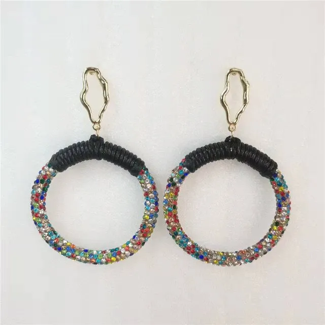 Black Crystal Twisted Big Hoop Earrings & Other Unique Hoop Earring Variants