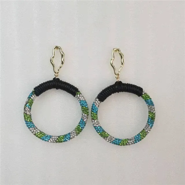 Black Crystal Twisted Big Hoop Earrings & Other Unique Hoop Earring Variants