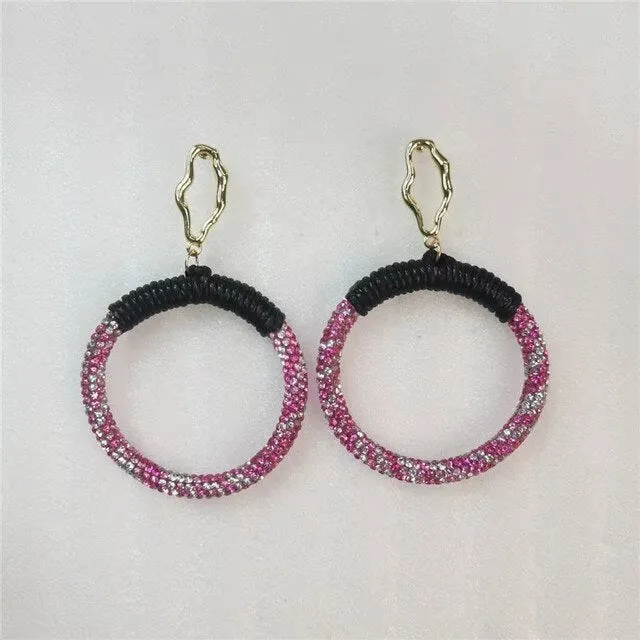 Black Crystal Twisted Big Hoop Earrings & Other Unique Hoop Earring Variants