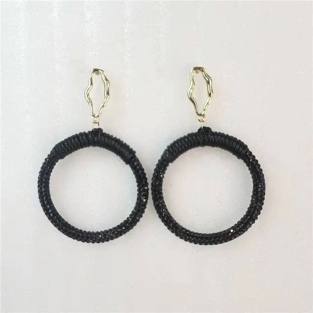 Black Crystal Twisted Big Hoop Earrings & Other Unique Hoop Earring Variants