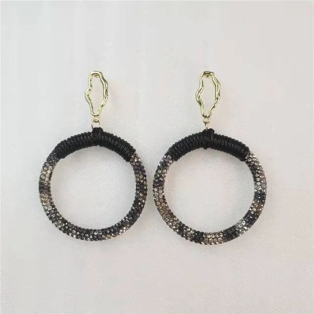 Black Crystal Twisted Big Hoop Earrings & Other Unique Hoop Earring Variants