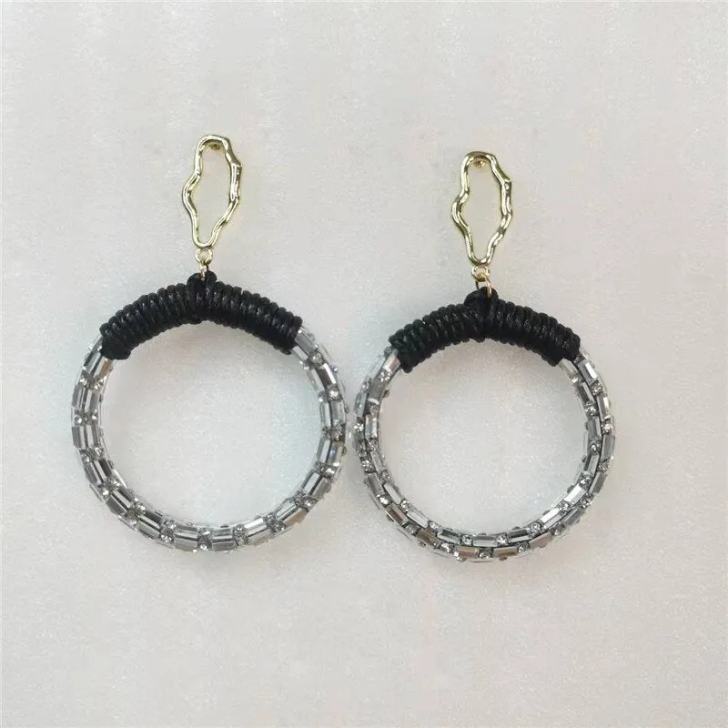 Black Crystal Twisted Big Hoop Earrings & Other Unique Hoop Earring Variants