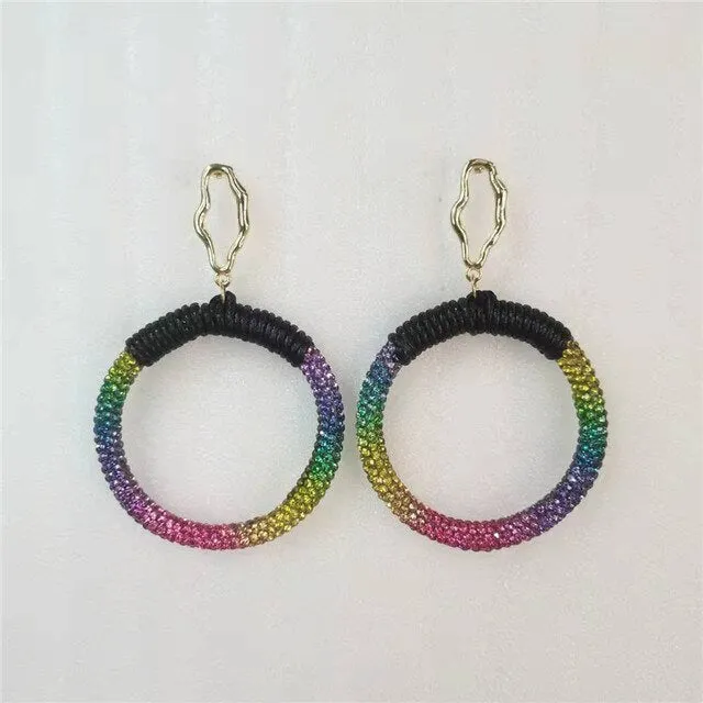 Black Crystal Twisted Big Hoop Earrings & Other Unique Hoop Earring Variants