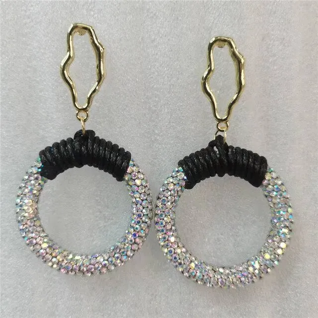 Black Crystal Twisted Big Hoop Earrings & Other Unique Hoop Earring Variants