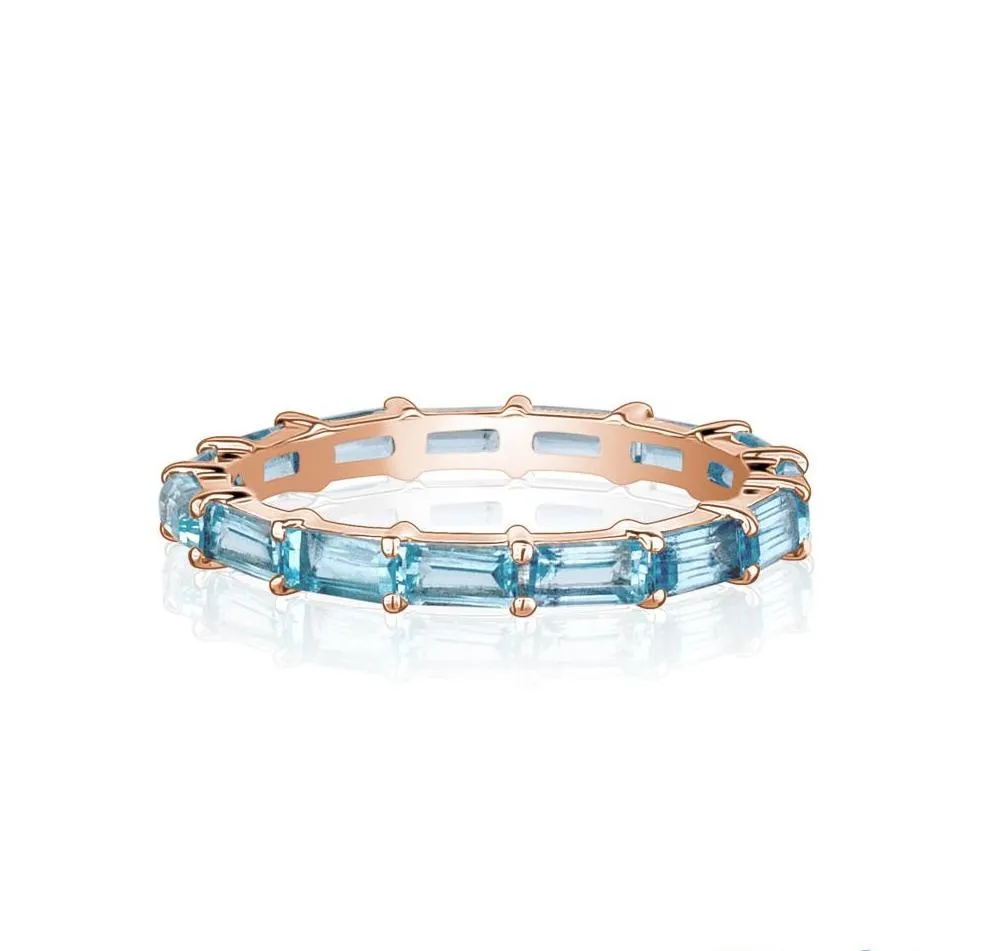 Blue Topaz Baguette Eternity Ring