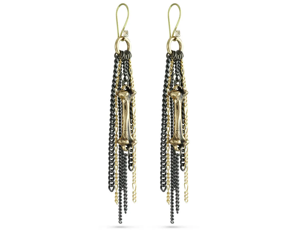 Bone Tassel Earrings - Bronze