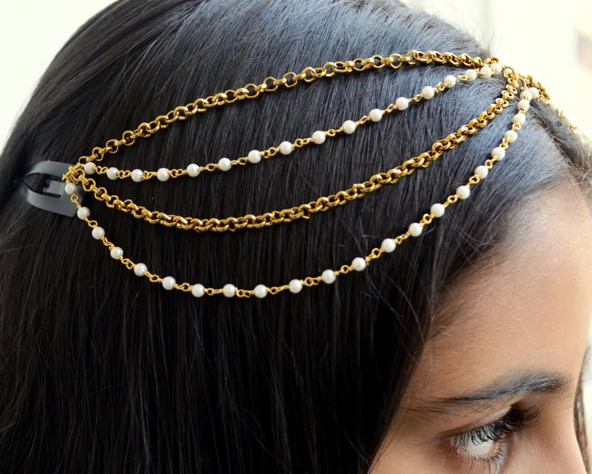 Bridal Indian Matha Patti, Rajathani Maang Tikka Headpiece