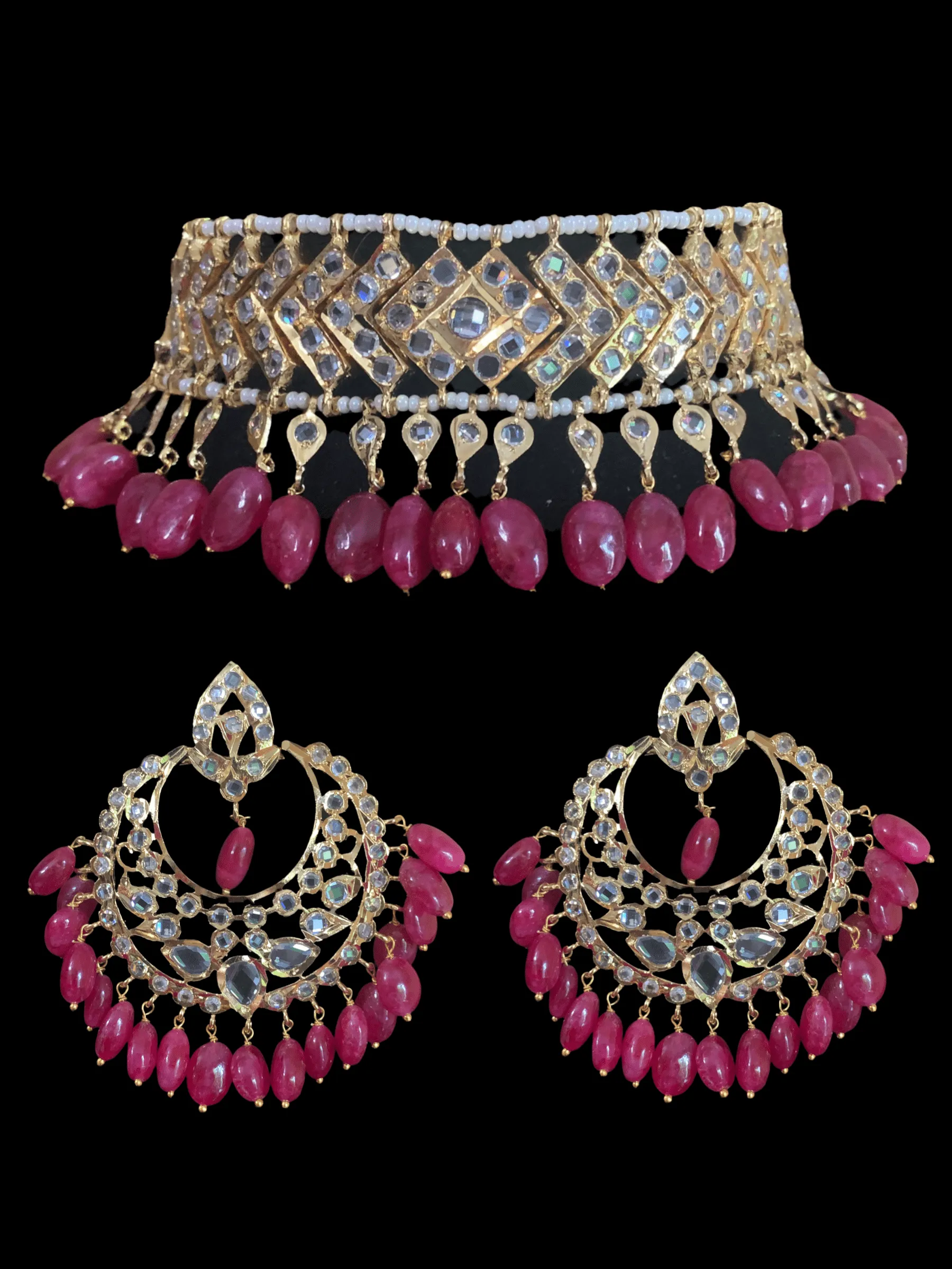 C84 MAHIRA v set in ruby beads (SHIPS IN 4 WEEKS )