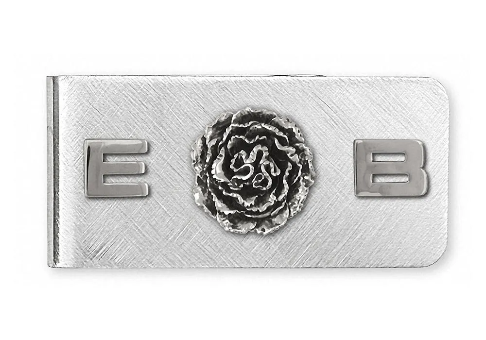 Carnation Money Clip Jewelry Sterling Silver Handmade Flower Money Clip CN2-MC